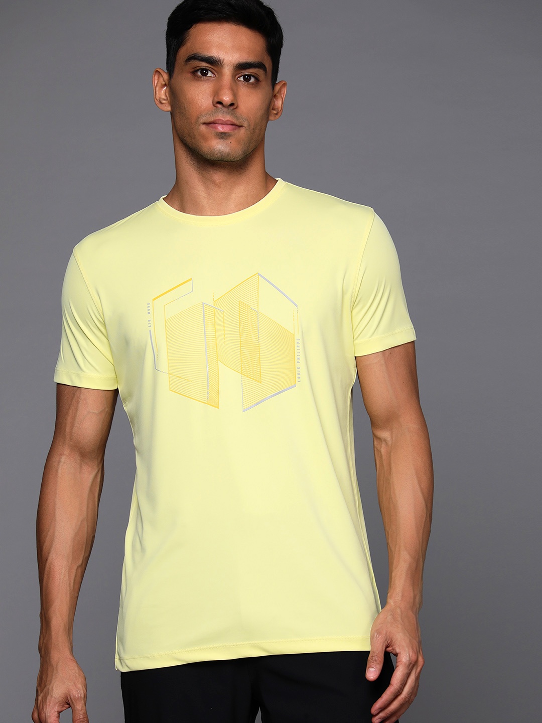 

Louis Philippe Ath.Work Printed Slim Fit T-shirt, Yellow