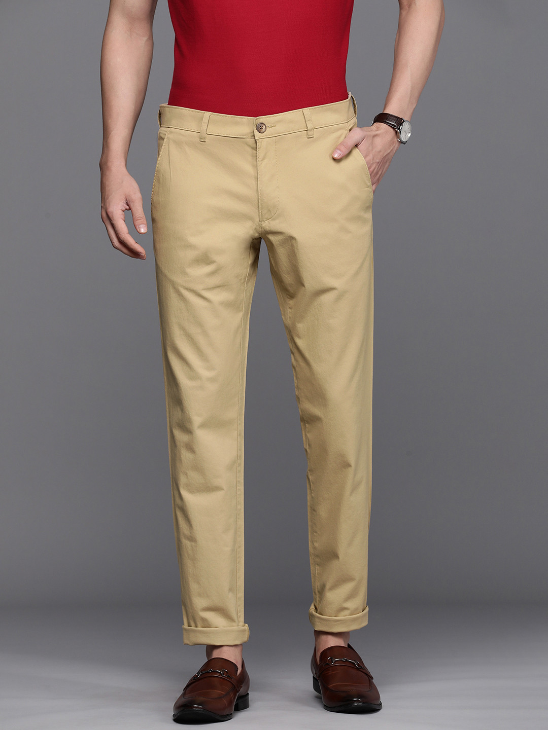 

Louis Philippe Sport Men Slim Fit Chinos Trousers, Khaki