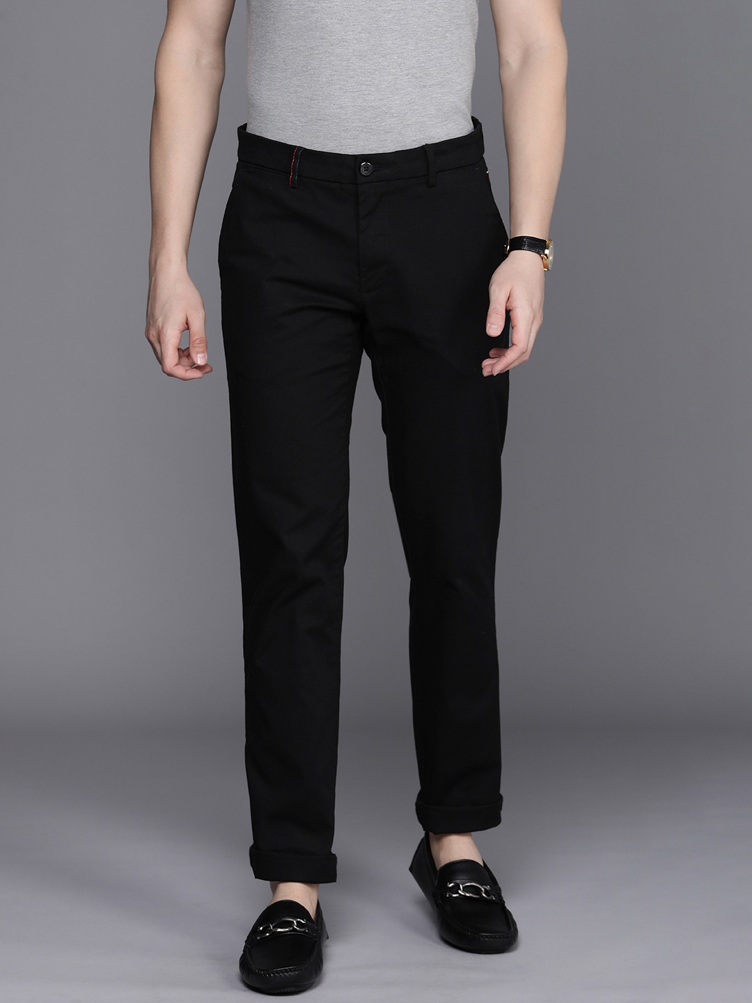 

Louis Philippe Sport Men Slim Fit Low-Rise Trousers, Black
