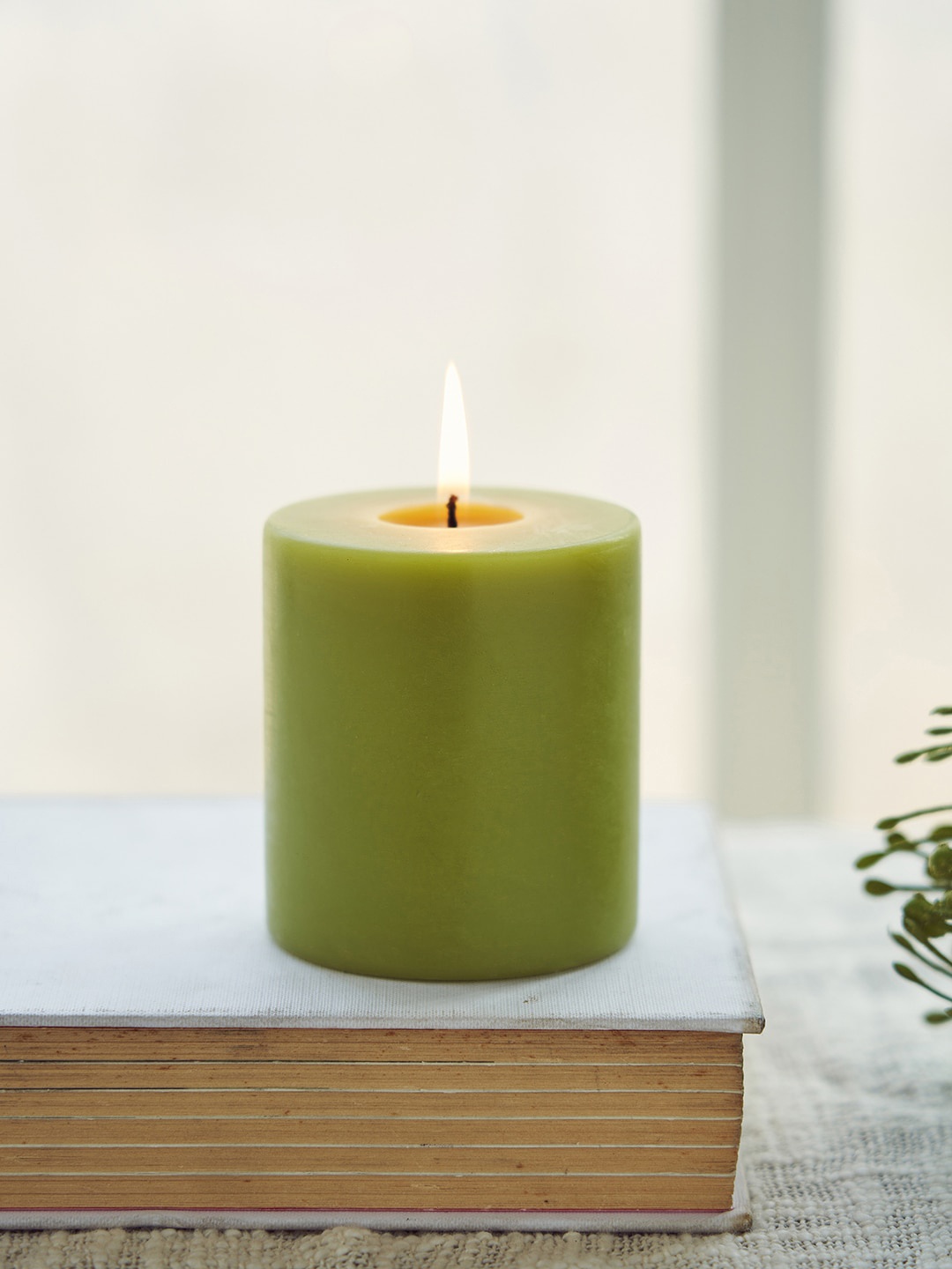 

Pure Home and Living Green Lime Basil & Crush Pillar Medium Candle