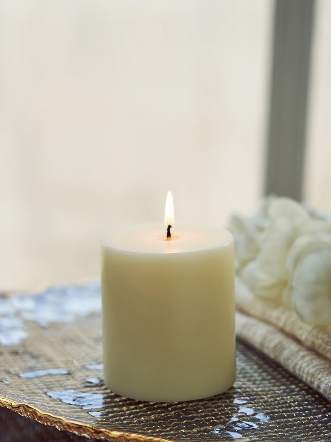 

Pure Home and Living White Antique Lace Pillar Medium Candle