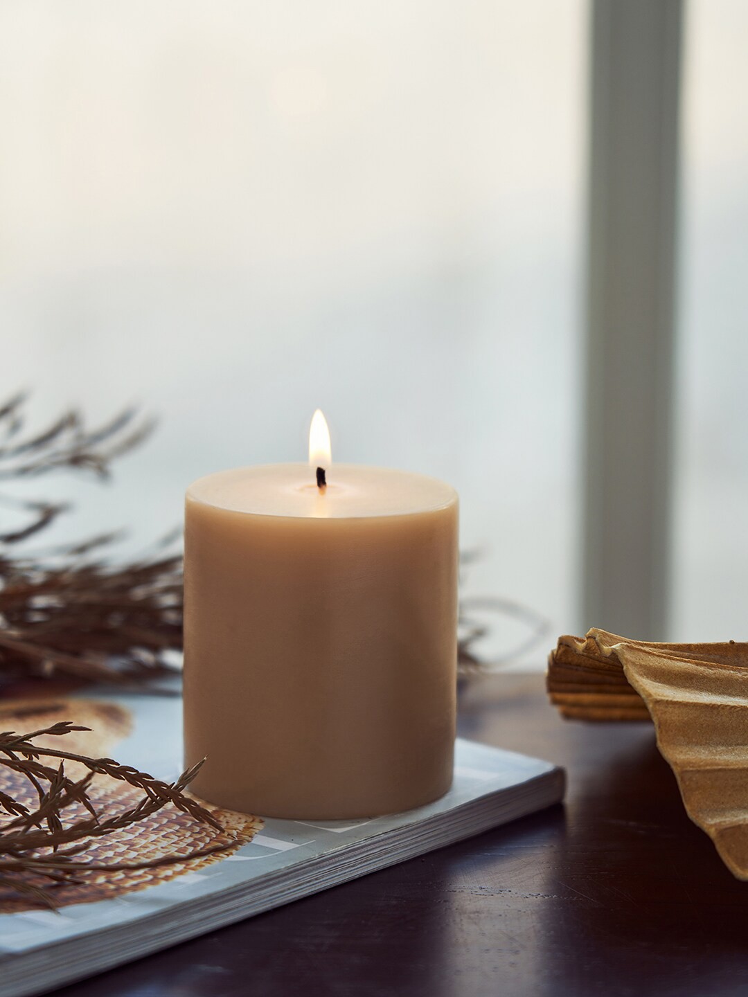 

Pure Home and Living Beige Autumn Fruit Pillar Candle