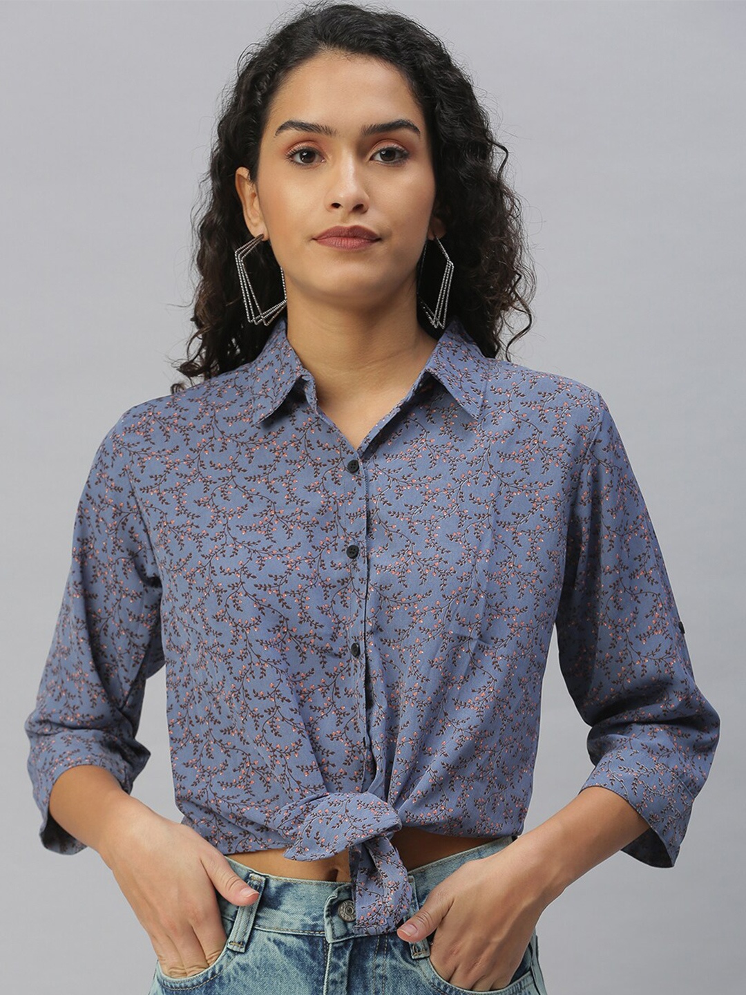 

SHOWOFF Comfort Opaque Floral Printed Casual Shirt, Blue