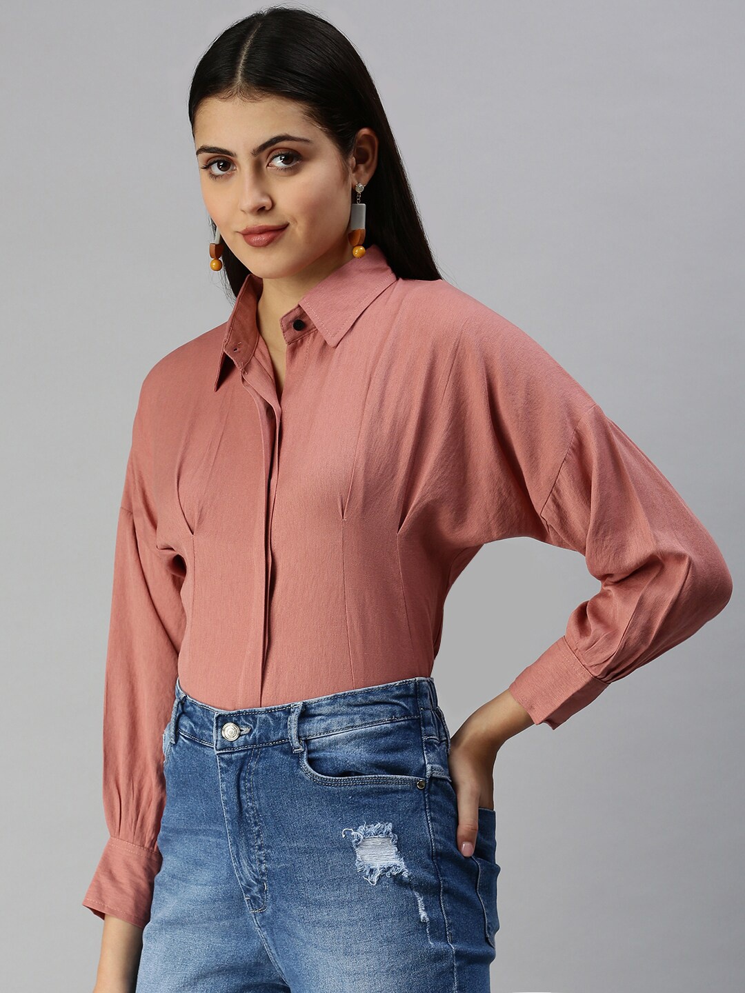

SHOWOFF Comfort Slim Fit Opaque Casual Shirt, Mauve