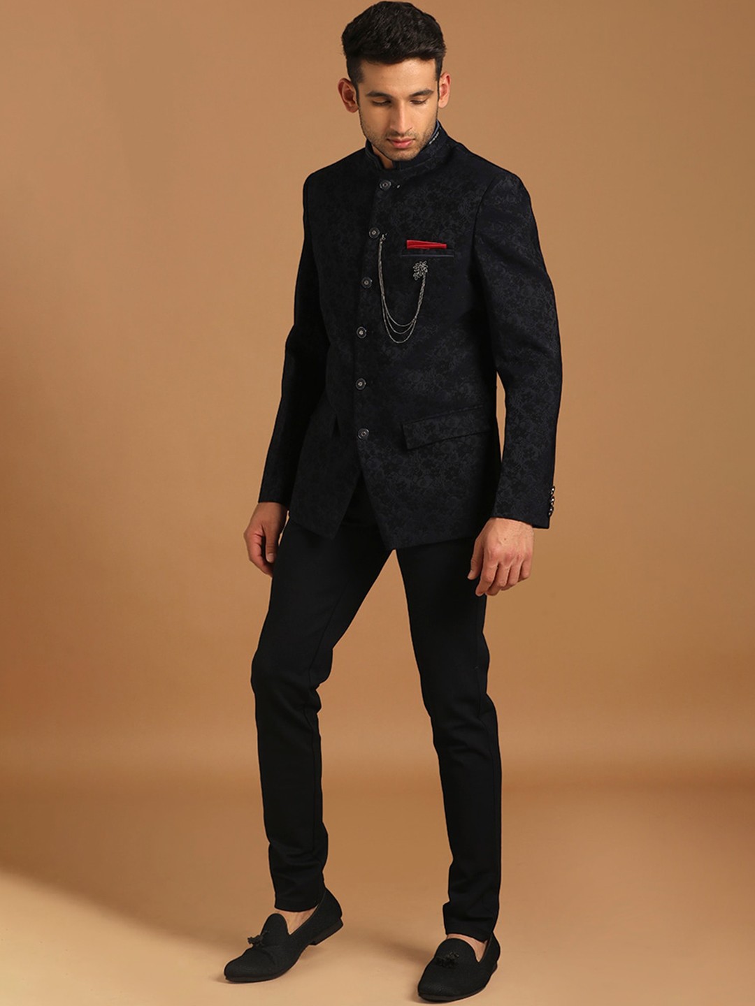 

Manyavar Self-Design Traditional Indo Western Sherwani Set, Black