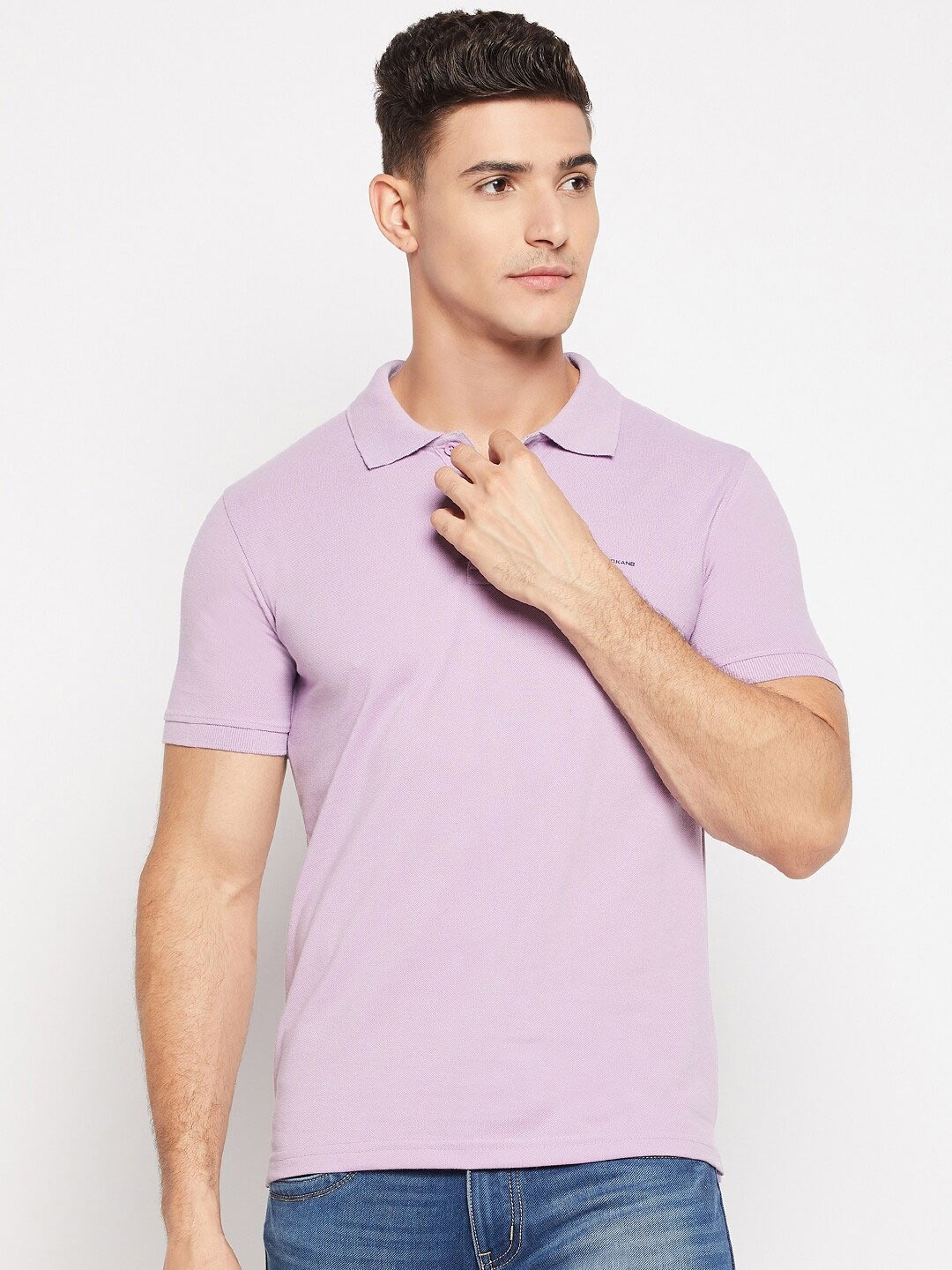 

Okane Short Sleeve Polo Collar Cotton T-shirt, Mauve