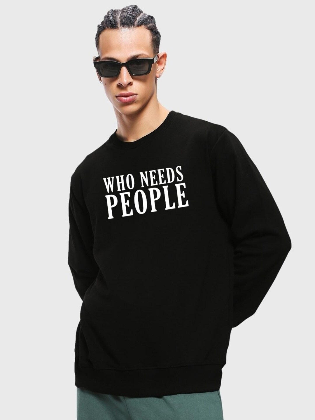 

Bewakoof Black Typography Printed Terry Cotton Sweatshirt