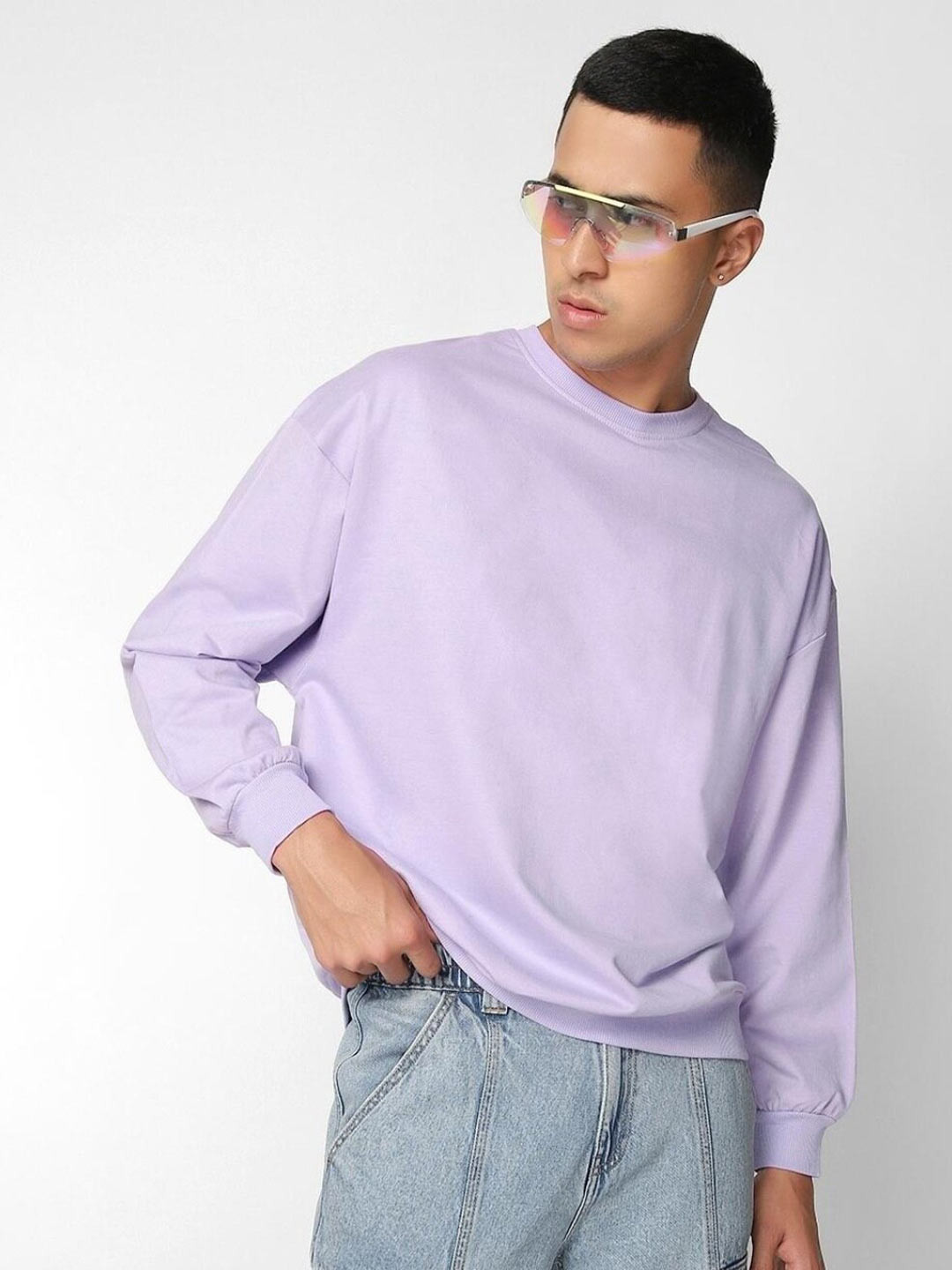 

Bewakoof Lavender Round Neck Loose Fit Fleece Sweatshirt