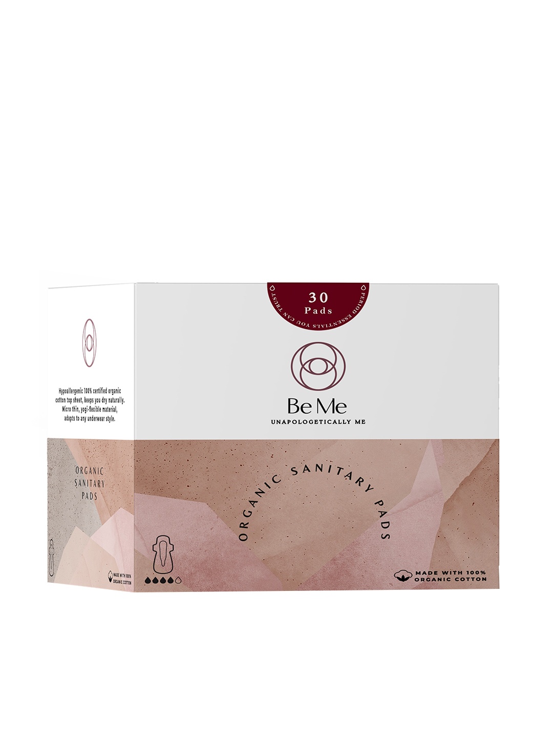 

BE ME Set Of 30 Moderate & High Flow Sanitary Pads, White