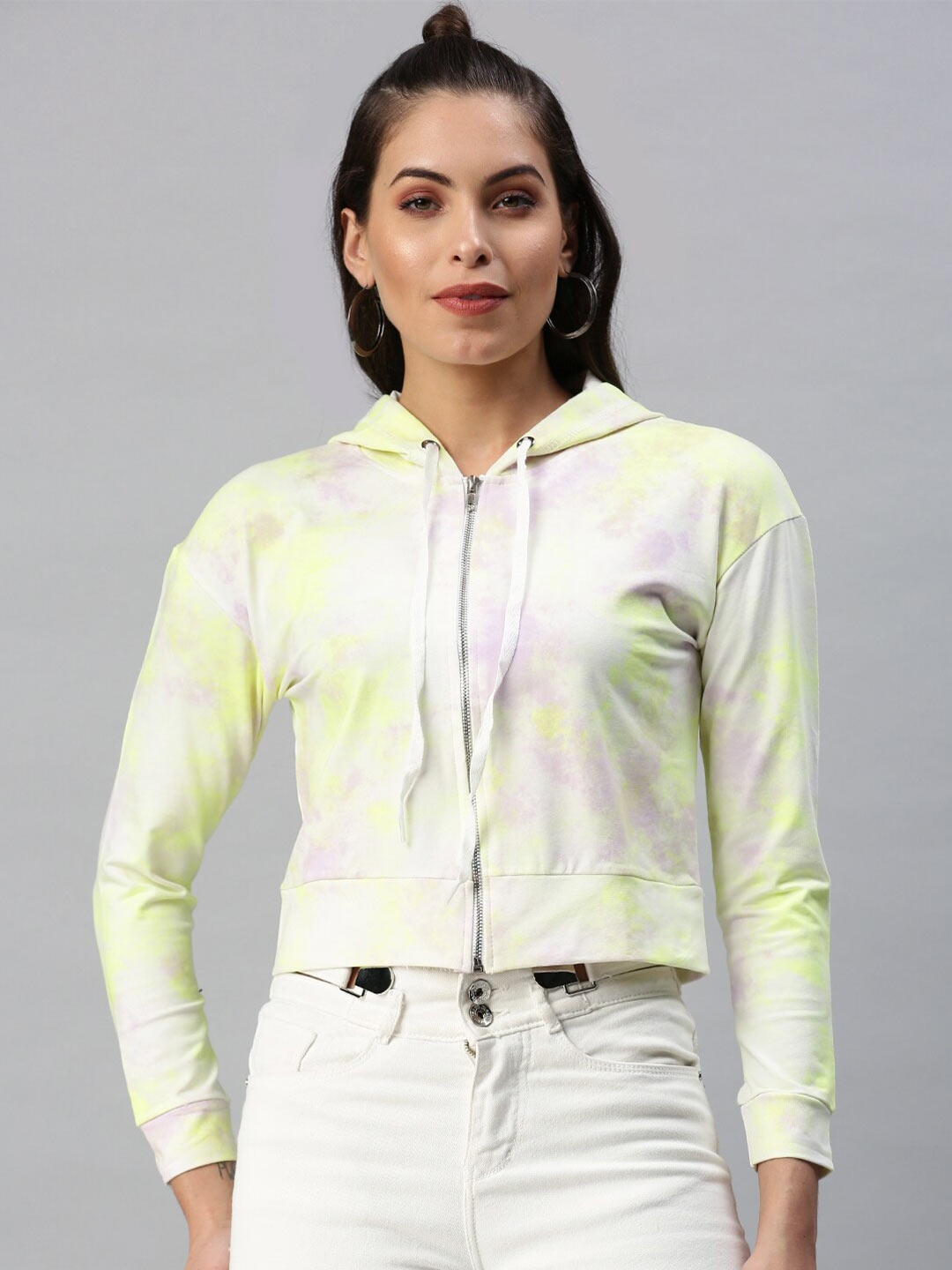 

SHOWOFF Abstract Printed Hooded Cotton Sweatshirt, White