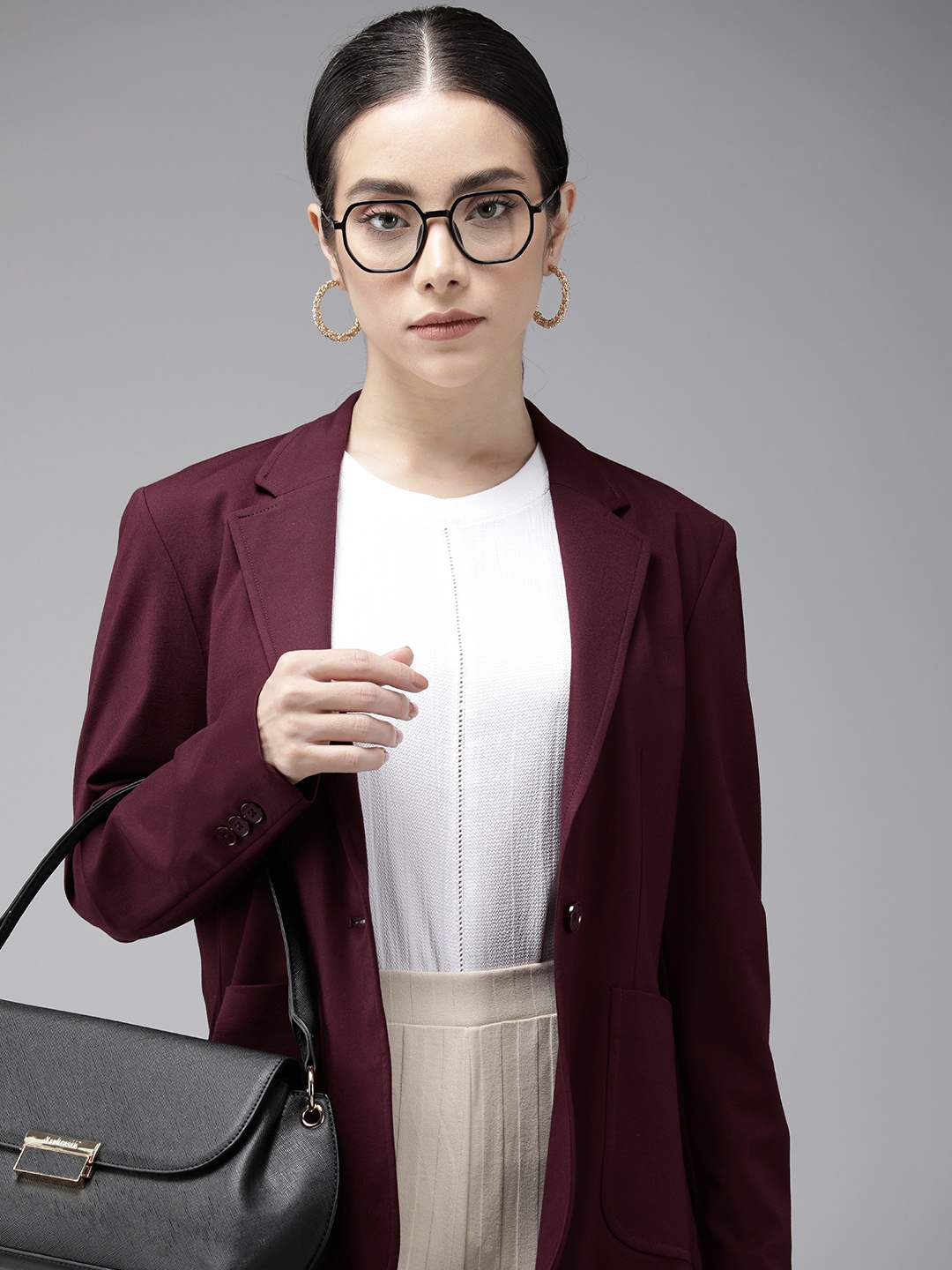 

Van Heusen Woman Single-Breasted Formal Blazer, Burgundy