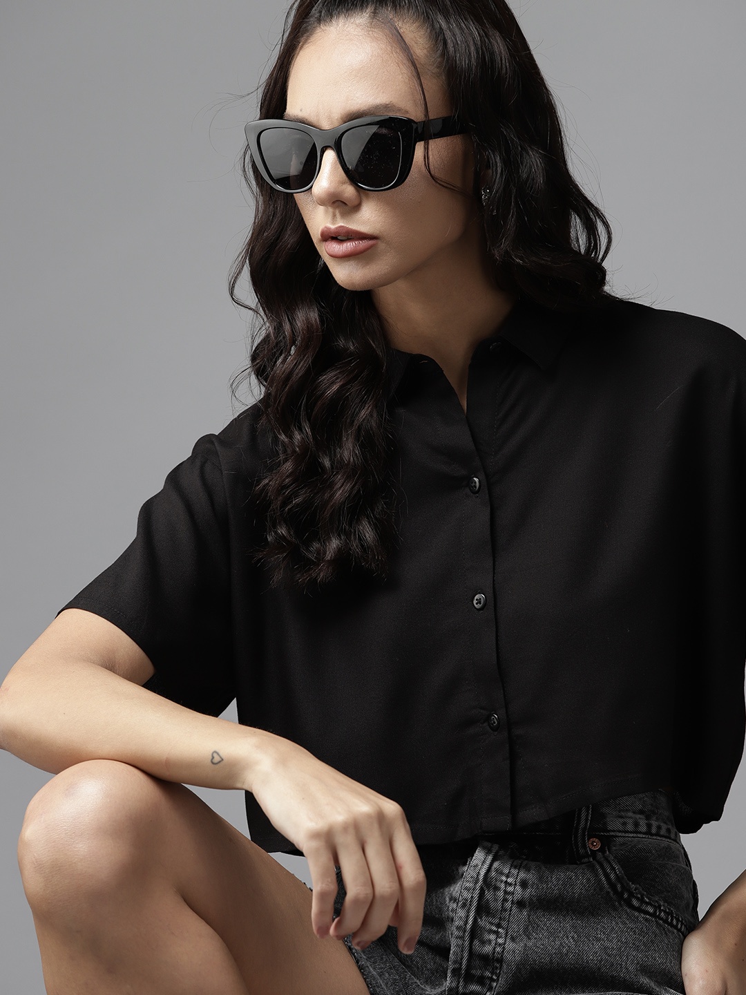 

Roadster Women Opaque Casual Shirt, Black