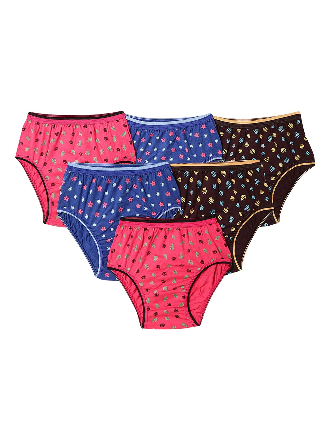 

JON Girls Pack Of 6 Assorted Printed Cotton Hipster Briefs