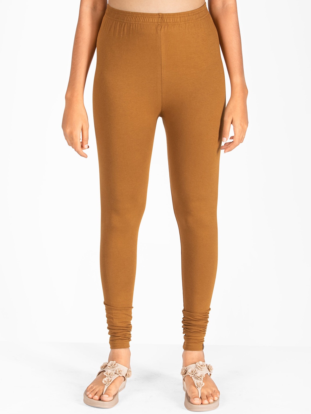 

indian flower 4-Way Stretch Churidar Length Leggings, Mustard