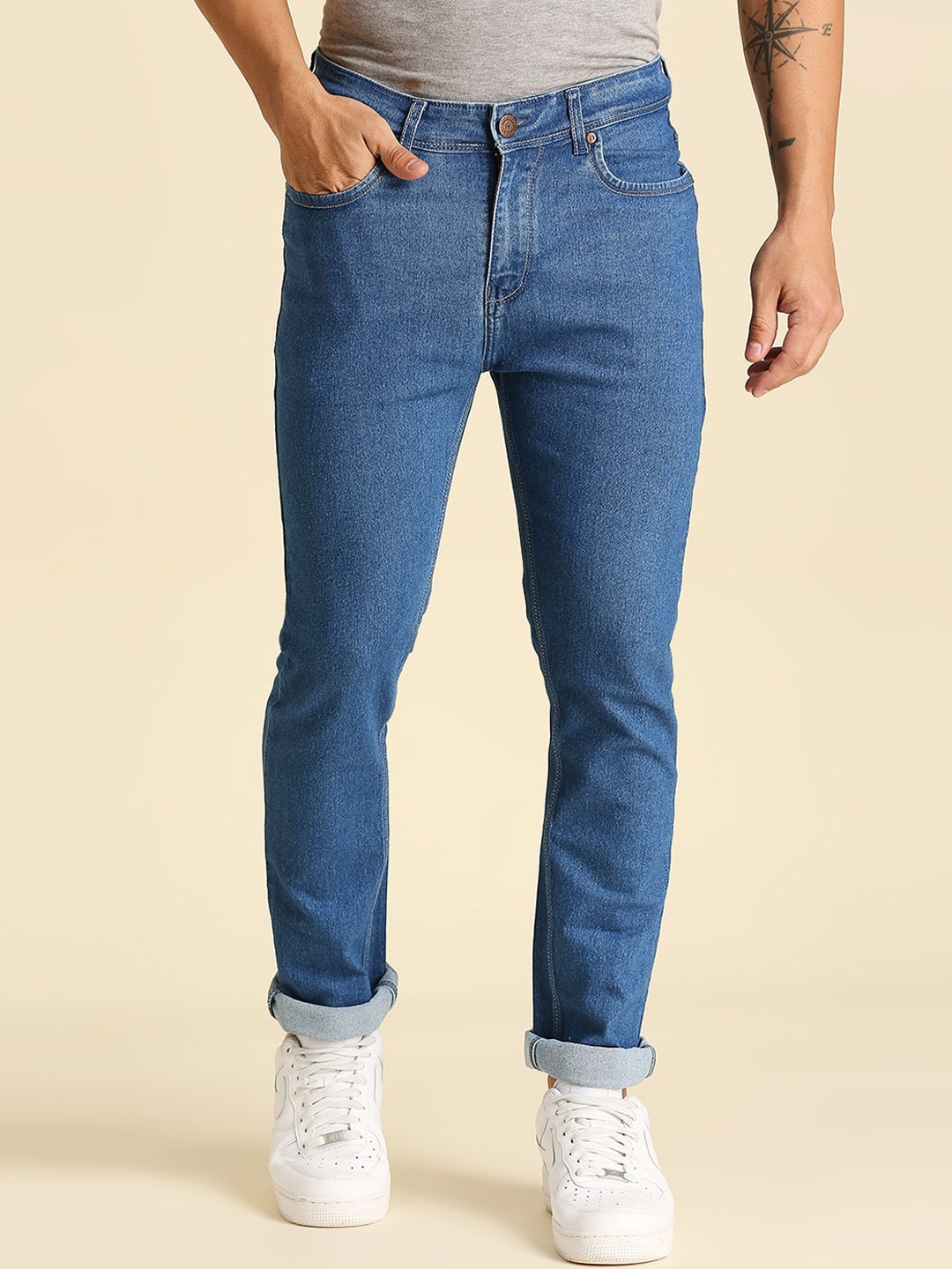 

High Star Men Slim Fit Mid Rise Stretchable Jeans, Blue