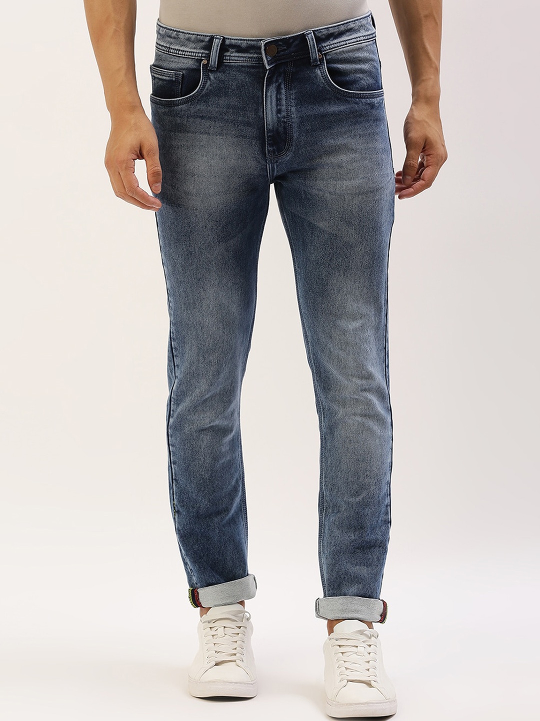 

High Star Men Slim Fit Heavy Fade Stretchable Jeans, Blue