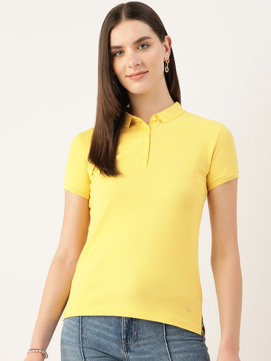 

Monte Carlo Polo Collar Pure Cotton T-shirt, Yellow