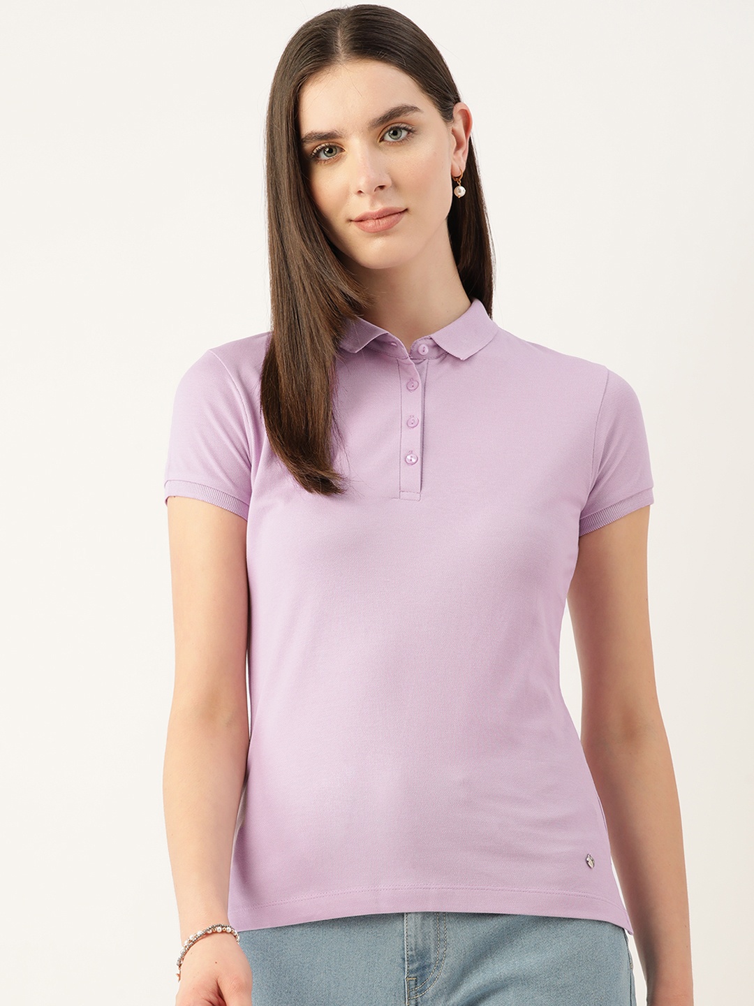 

Monte Carlo Polo Collar Pure Cotton T-shirt, Lavender