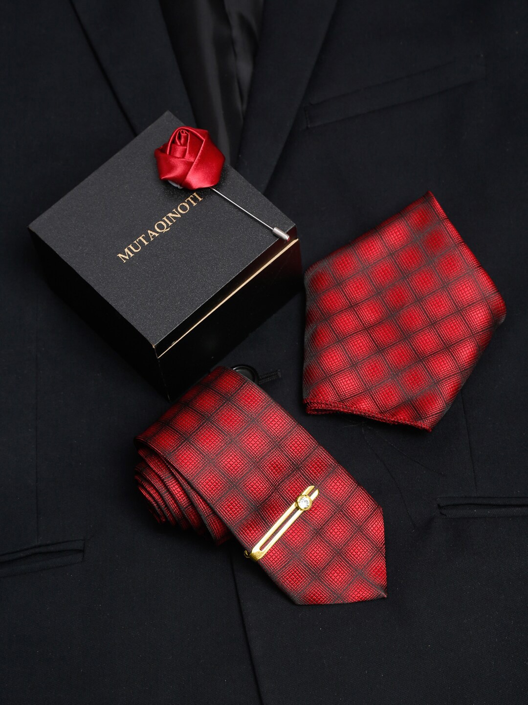 

MUTAQINOTI Men Accessory Gift Set, Red