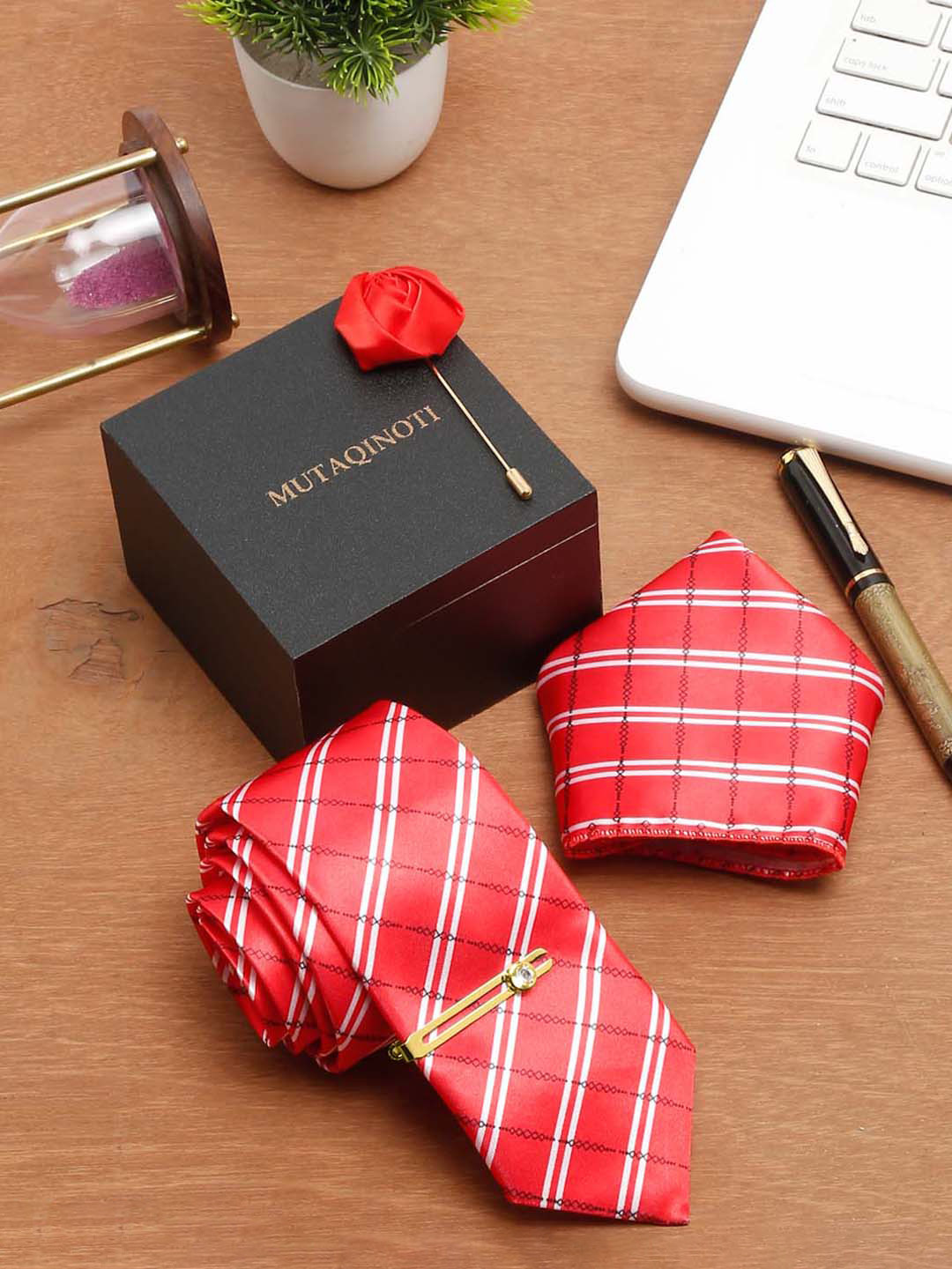 

MUTAQINOTI Men Accessory Gift Set, Red