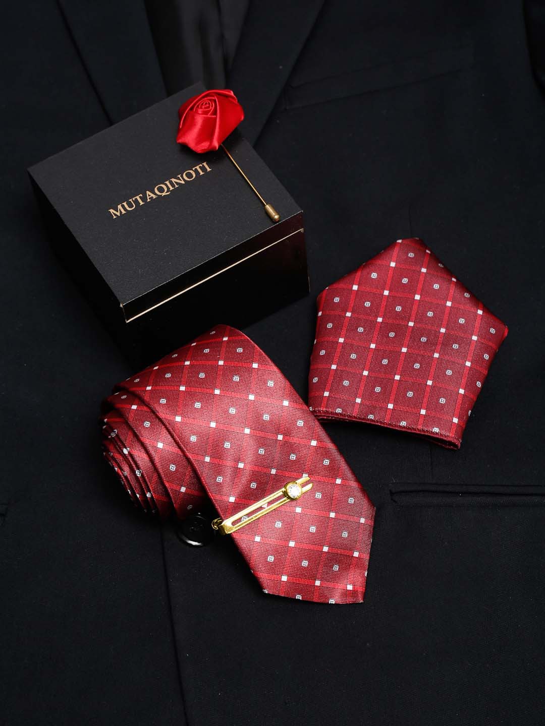 

MUTAQINOTI Men Accessory Gift Set, Red