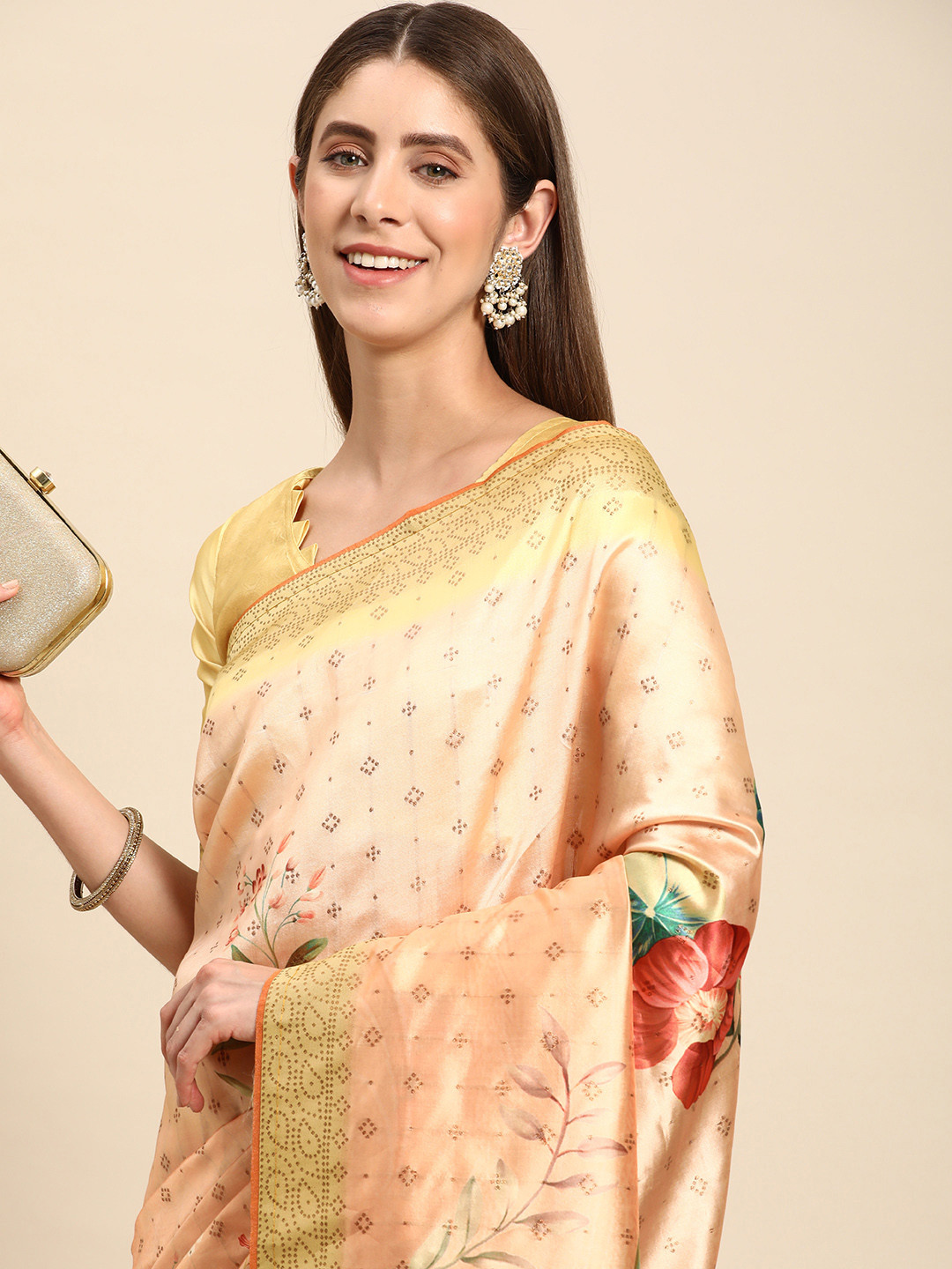 

Mitera Floral Pure Silk Banarasi Saree, Orange