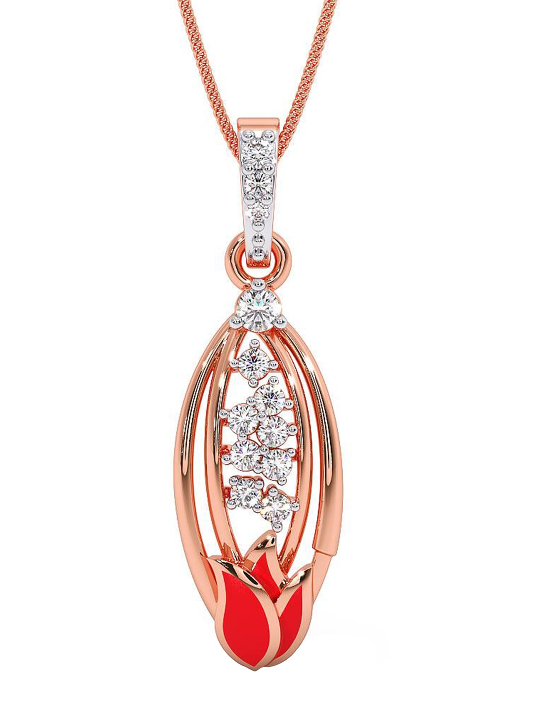 

CANDERE A KALYAN JEWELLERS COMPANY 14K BIS Hallmark Rose Gold CZ Studded Pendant 1.28 g, White