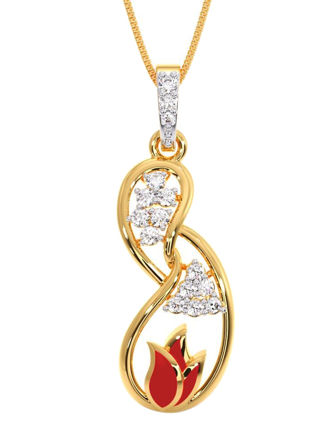 

CANDERE A KALYAN JEWELLERS COMPANY 14K BIS Hallmark Yellow Gold & Cubic Zirconia-Studded Pendant With Chain, White