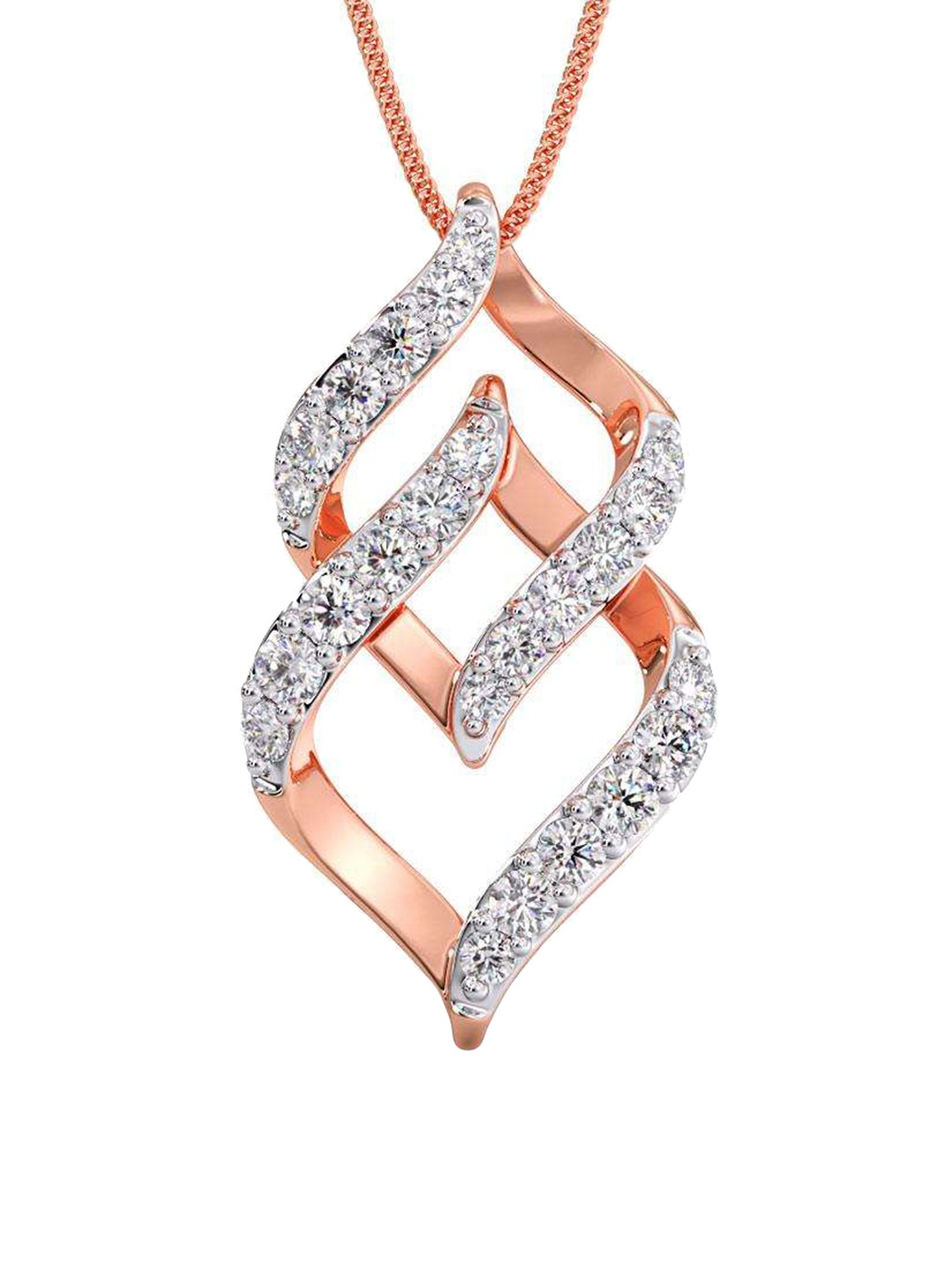 

CANDERE A KALYAN JEWELLERS COMPANY 18K Rose Gold BIS Hallmark CZ Studded Pendant - 1.51g, White