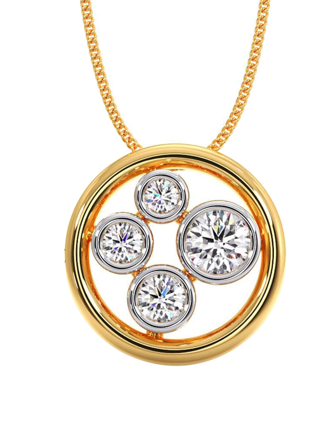

CANDERE A KALYAN JEWELLERS COMPANY 18K Yellow Gold BIS Hallmark CZ Studded Pendant 0.91 g, White