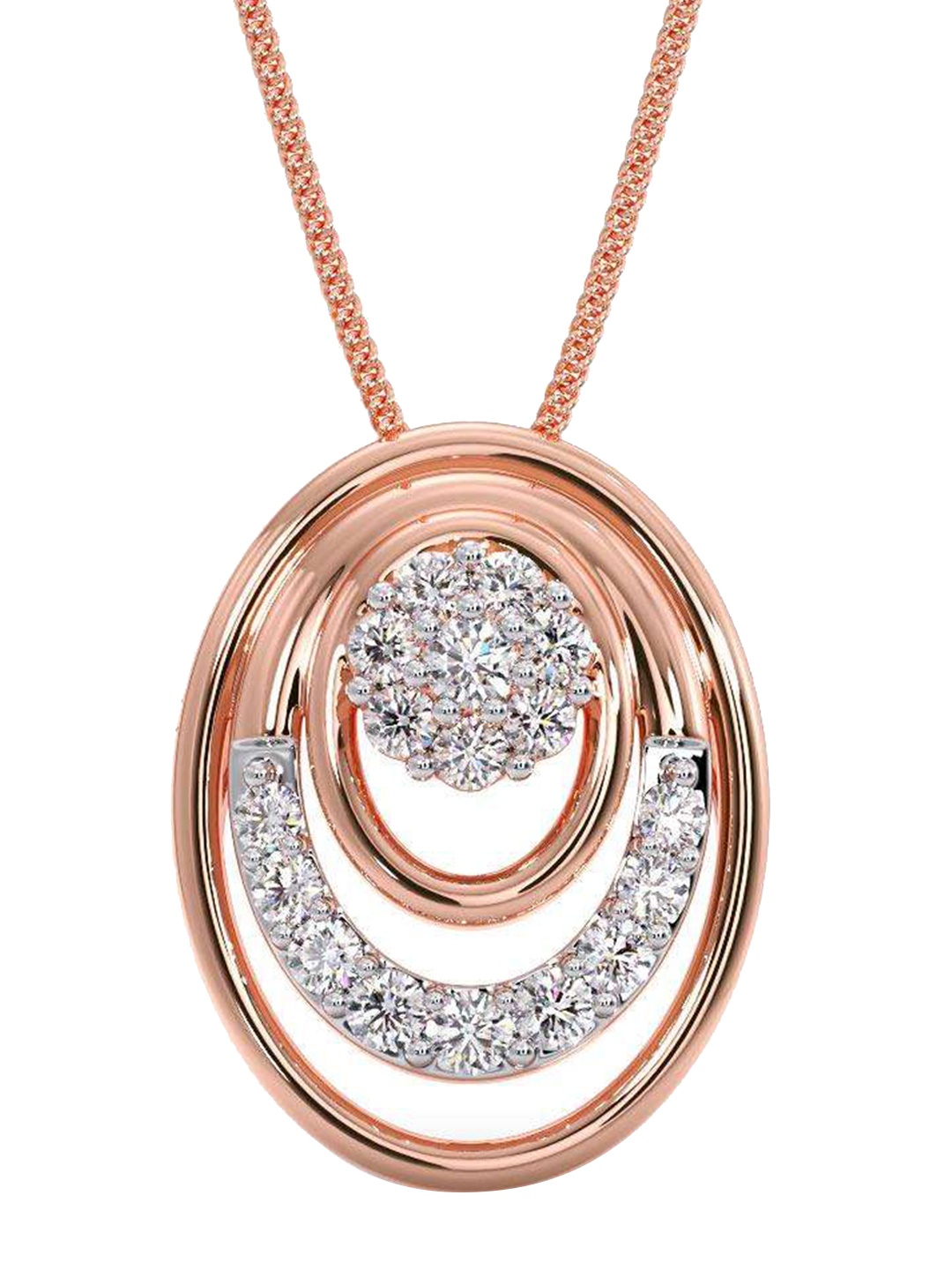 

CANDERE A KALYAN JEWELLERS COMPANY 18K BIS Hallmark Rose Gold & CZ Studded Pendant 1.51 g, White