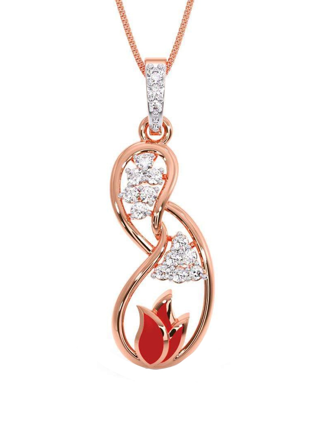 

CANDERE A KALYAN JEWELLERS COMPANY 14KT Rose Gold-Plated CZ Studded Pendant, White