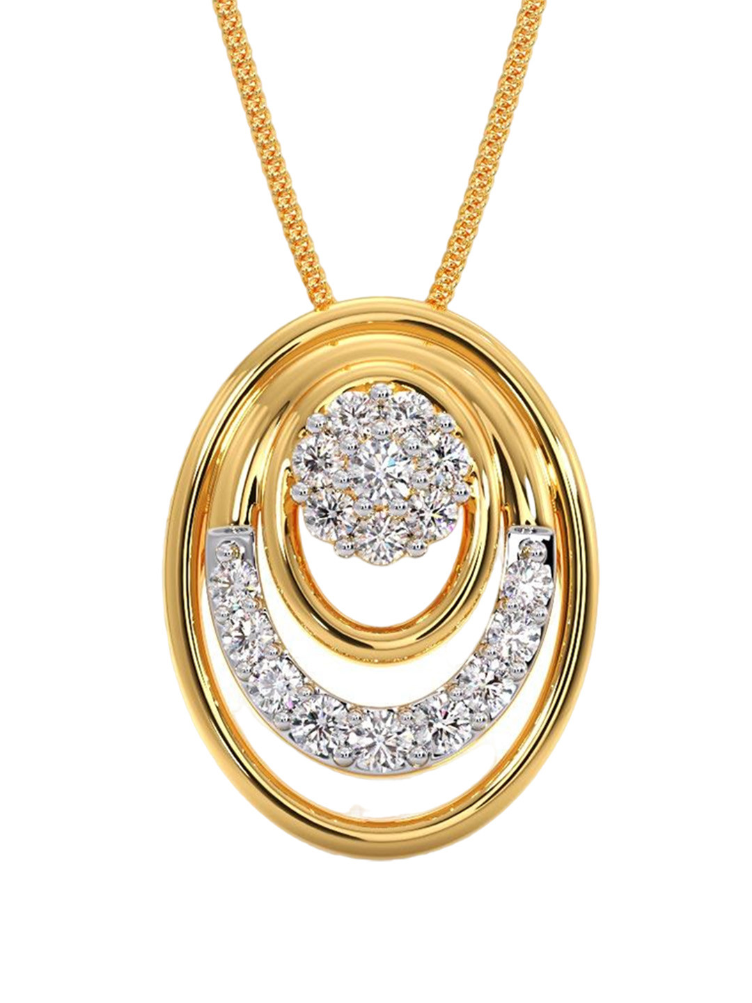 

CANDERE A KALYAN JEWELLERS COMPANY 18K BIS Hallmark Yellow Gold CZ Studded Pendant, White