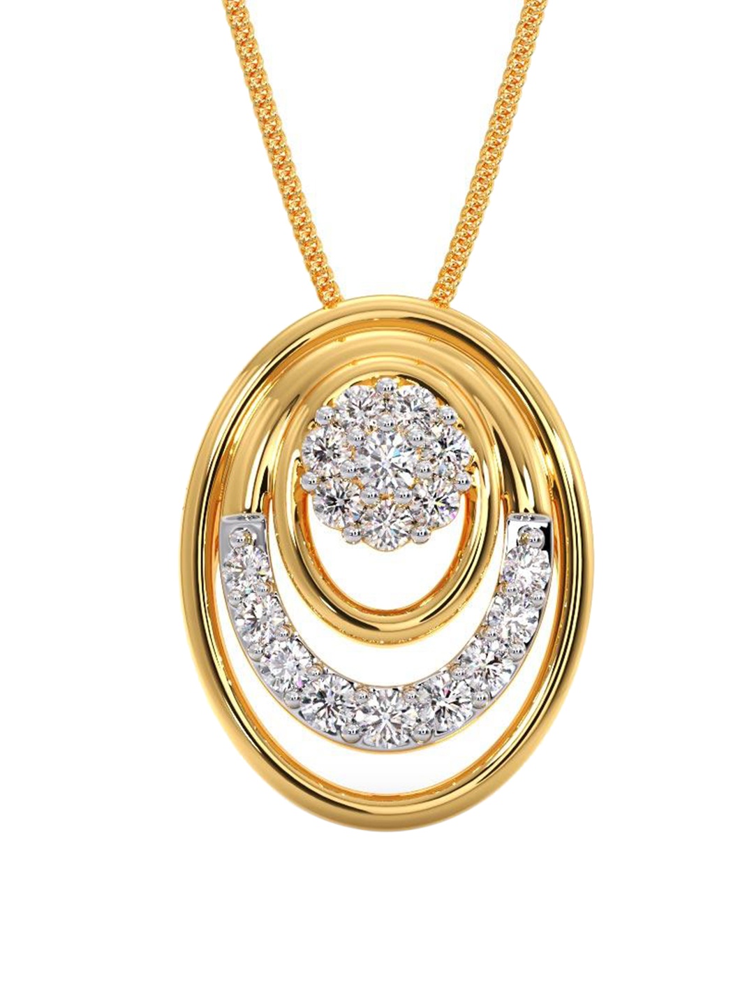 

CANDERE A KALYAN JEWELLERS COMPANY 14K BIS Hallmark Yellow Gold CZ Stone Studded Pendant, White