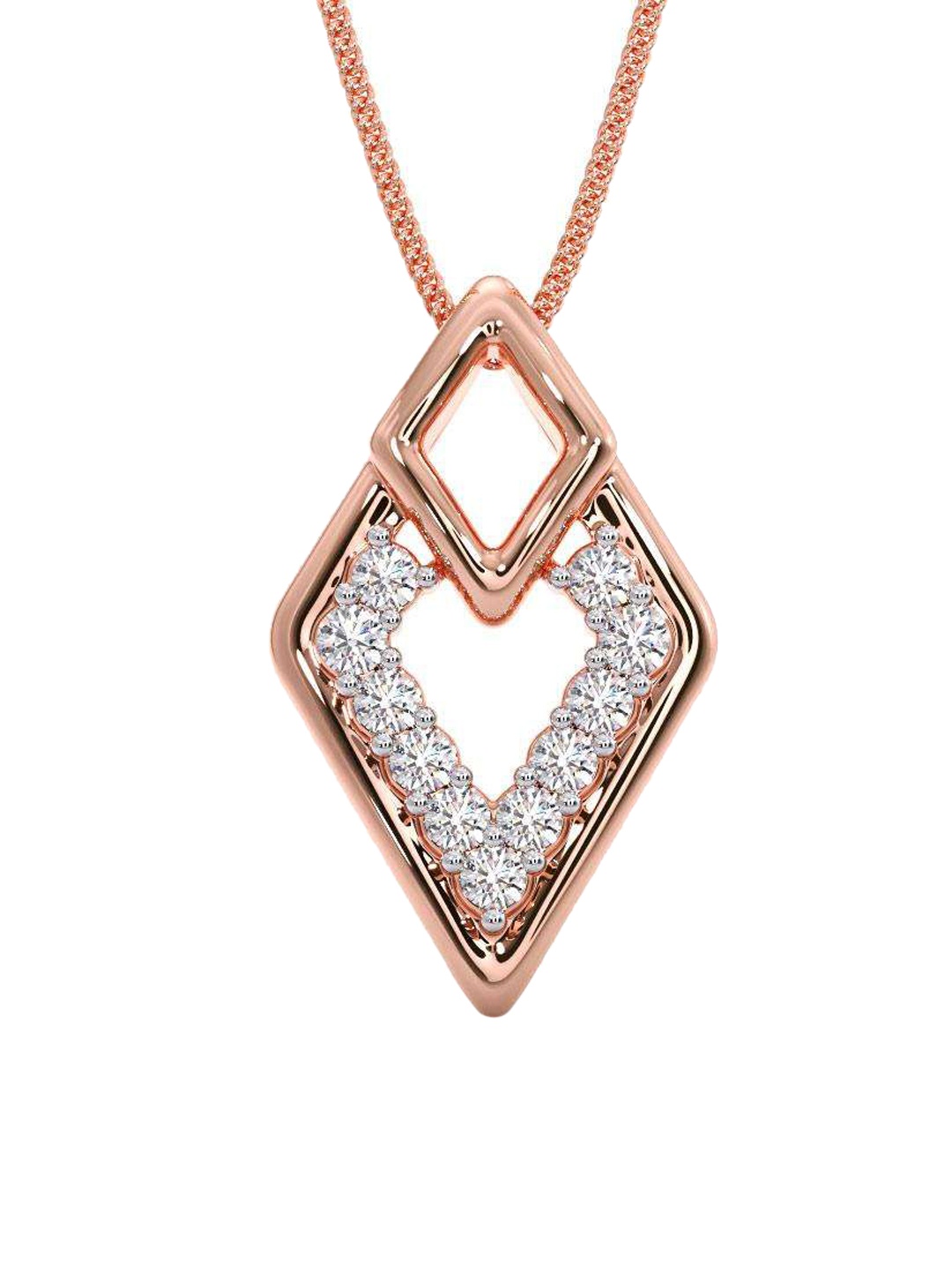 

CANDERE A KALYAN JEWELLERS COMPANY 18K BIS Hallmark Rose Gold CZ Studded Pendant, White