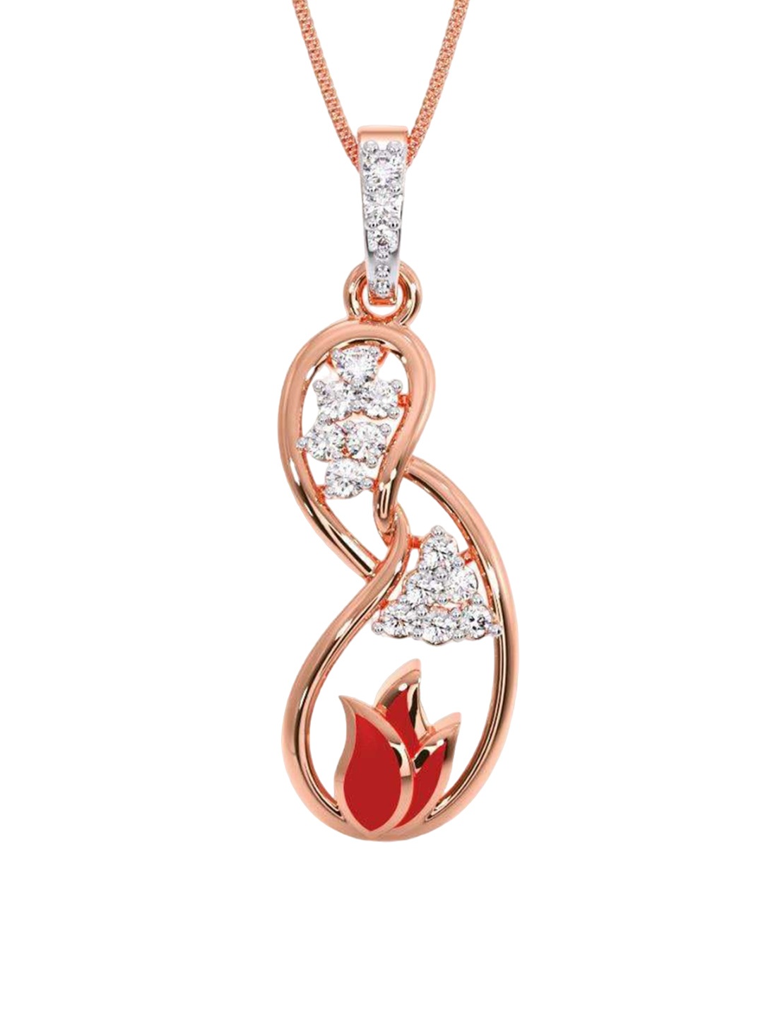 

CANDERE A KALYAN JEWELLERS COMPANY 18K BIS Hallmark Rose Gold & CZ Studded Pendant-1.58 g, White