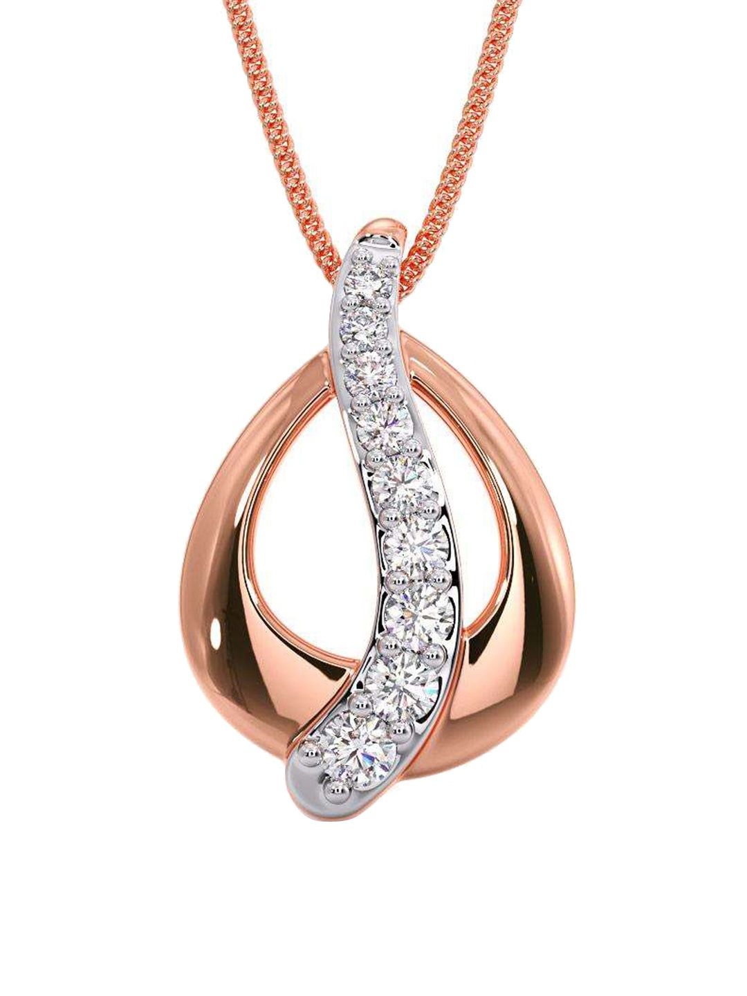 

CANDERE A KALYAN JEWELLERS COMPANY 14K BIS Hallmark Rose Gold & CZ Studded Pendant-0.77 g, White