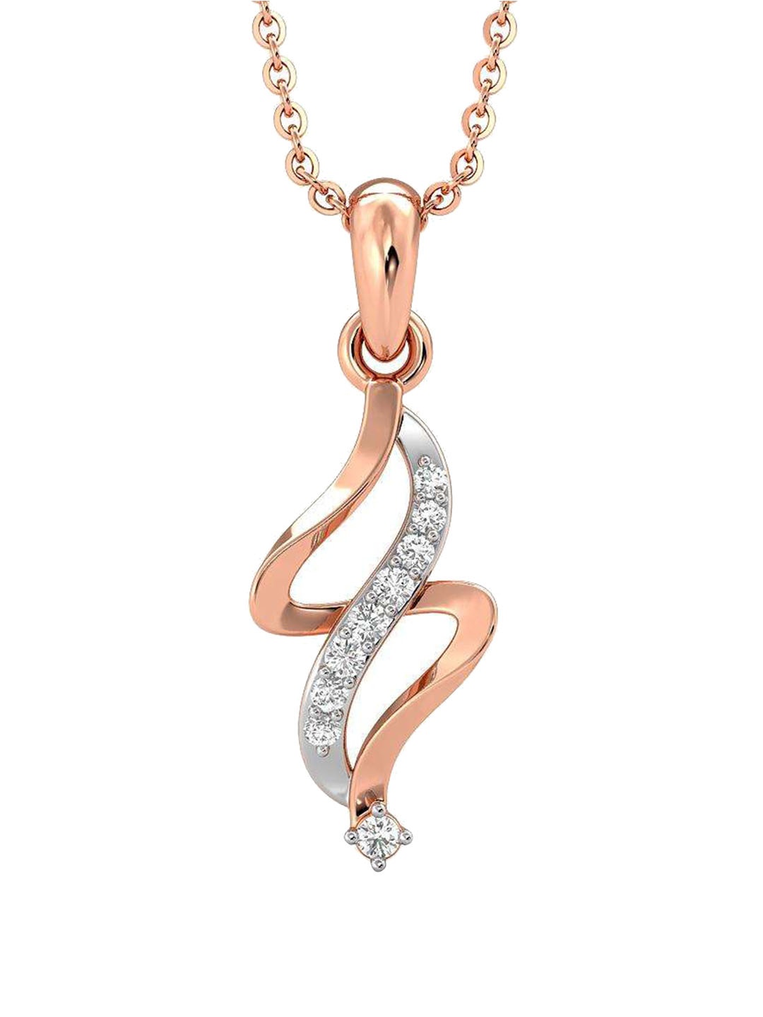 

CANDERE A KALYAN JEWELLERS COMPANY 18K Rose Gold Cubic Zirconia-Studded Pendant-0.91 gm, White