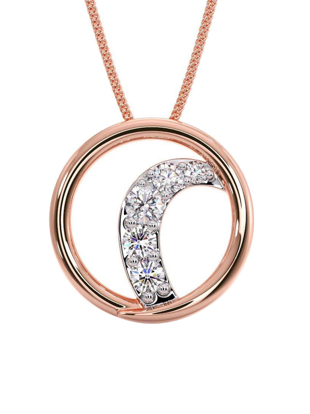 

CANDERE A KALYAN JEWELLERS COMPANY 18K Rose Gold & CZ Studded Pendant-1.11 g, White