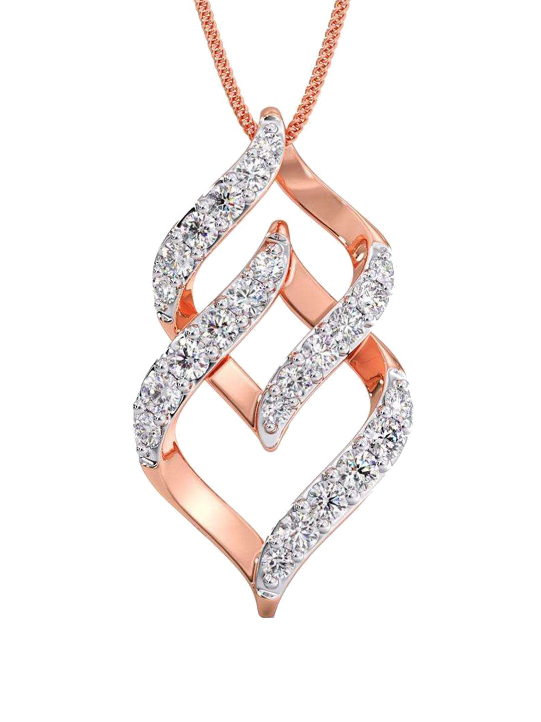 

CANDERE A KALYAN JEWELLERS COMPANY 14K Rose Gold & CZ Studded Pendant-1.28 gm, White