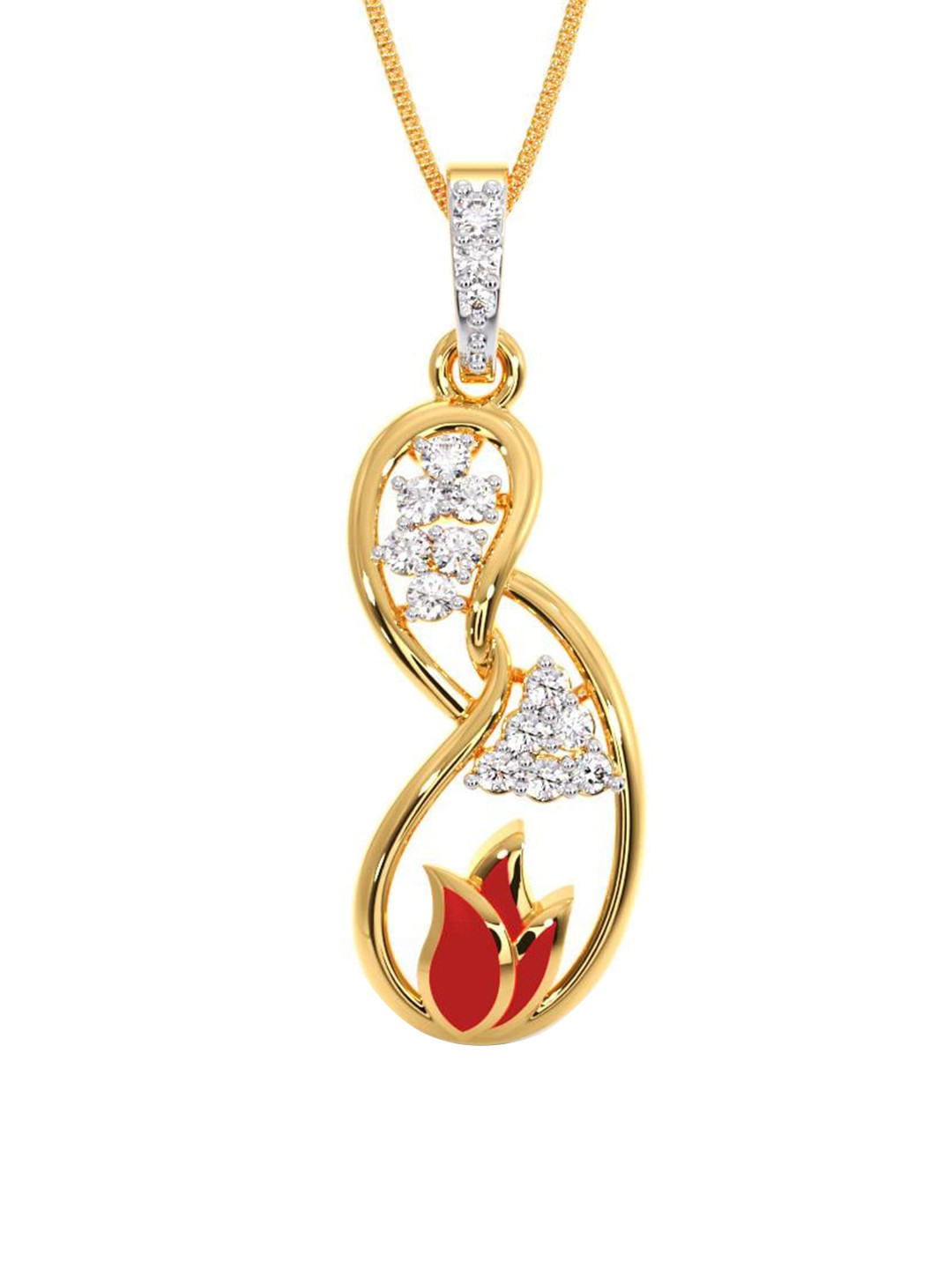 

CANDERE A KALYAN JEWELLERS COMPANY 18K Gold & CZ BIS Hallmark Lightweight Pendant-1.58 g, White