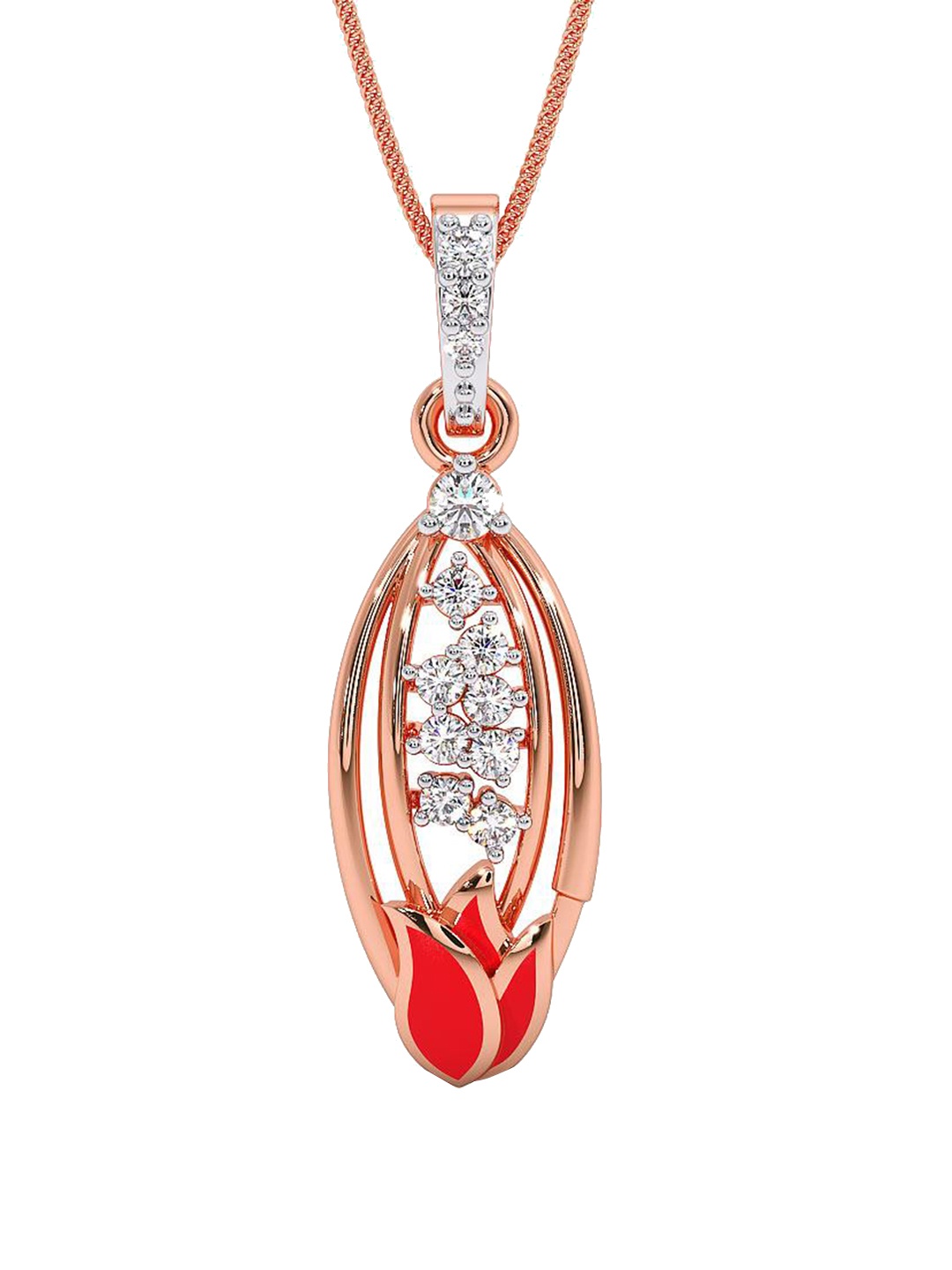 

CANDERE A KALYAN JEWELLERS COMPANY 18K Rose Gold CZ Studded Pendant-1.51 g, White