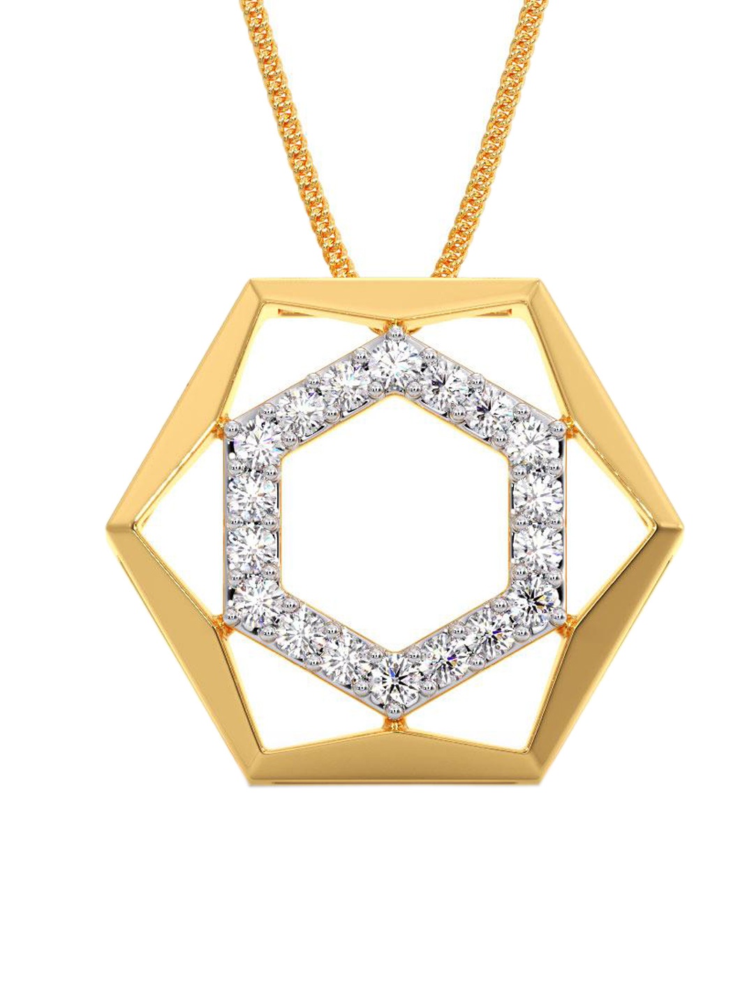 

CANDERE A KALYAN JEWELLERS COMPANY 18K Yellow Gold & CZ Studded Pendant- 1 gm, White