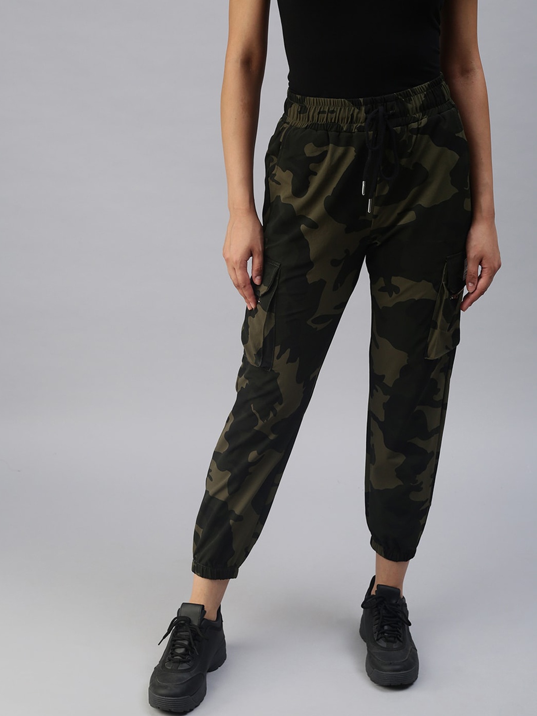 

SHOWOFF Women Camouflage Printed High-Rise Joggers, Green