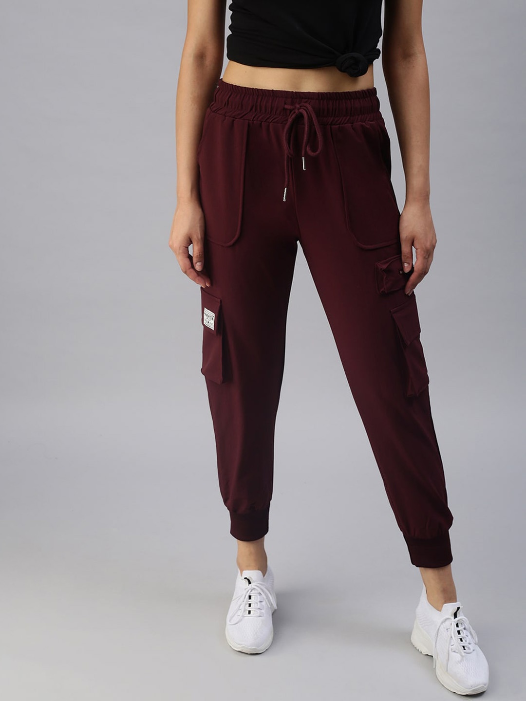 

SHOWOFF Women High-Rise Joggers, Burgundy