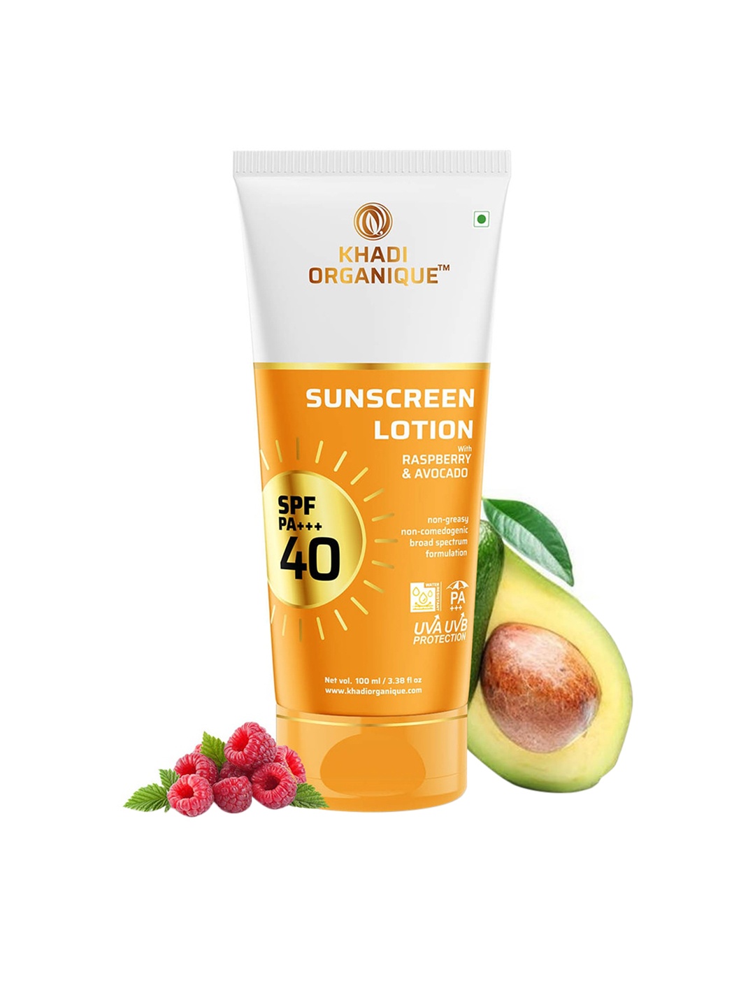 

Khadi Organique Sunscreen Lotion SPF 40 With Raspberry & Avocado - 100 ml, White