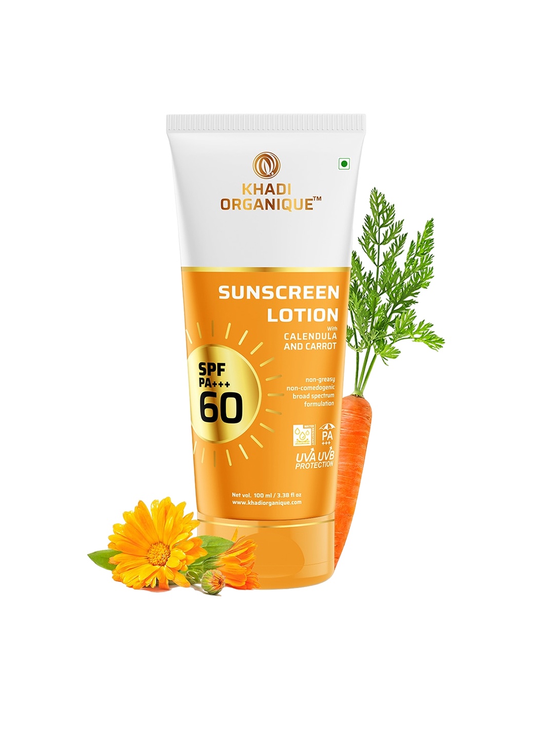

Khadi Organique Sunscreen Lotion SPF 60 With Calendula & Carrot - 100 ml, White