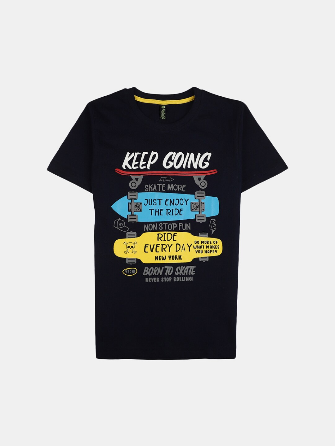 

V-Mart Boys Typography Printed Cotton T-shirt, Navy blue