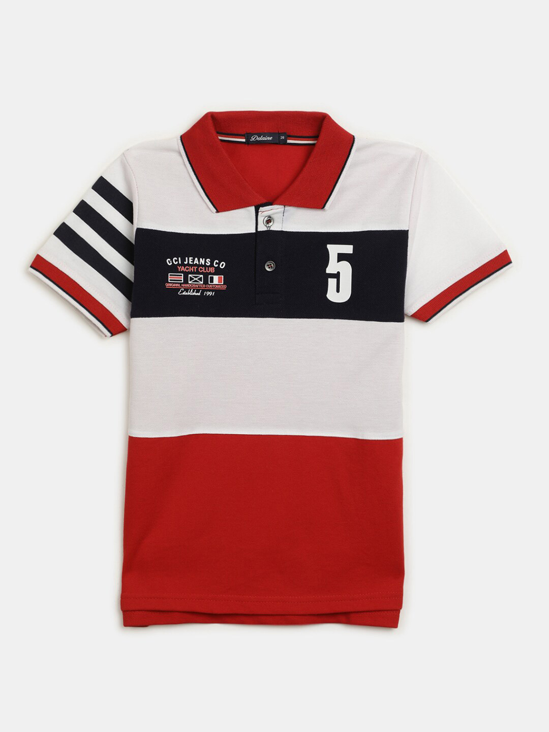 

V-Mart Boys Pique Typography Short Sleeve Polo Collar T-shirt, Red