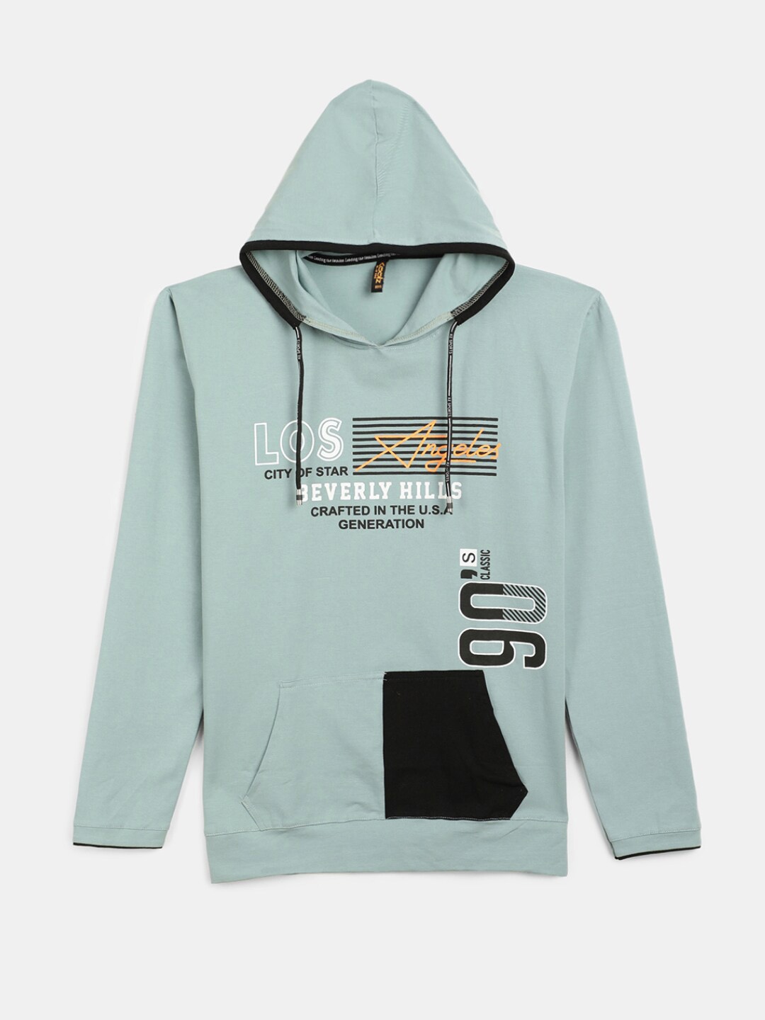 

V-Mart Boys Colourblocked Hooded Cotton T-shirt, Green